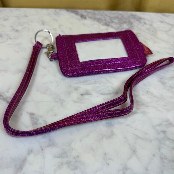 Glitter ID Badge Holder Neck Lanyard Keychain - Picture 1 of 4